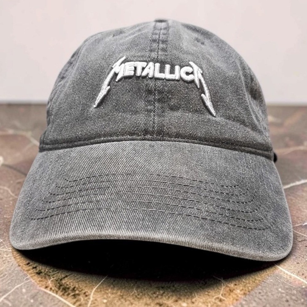 Metallica Dad Hat Heavy Metal Band Cap Acid Wash Gray Strapback Embroidered OSFA